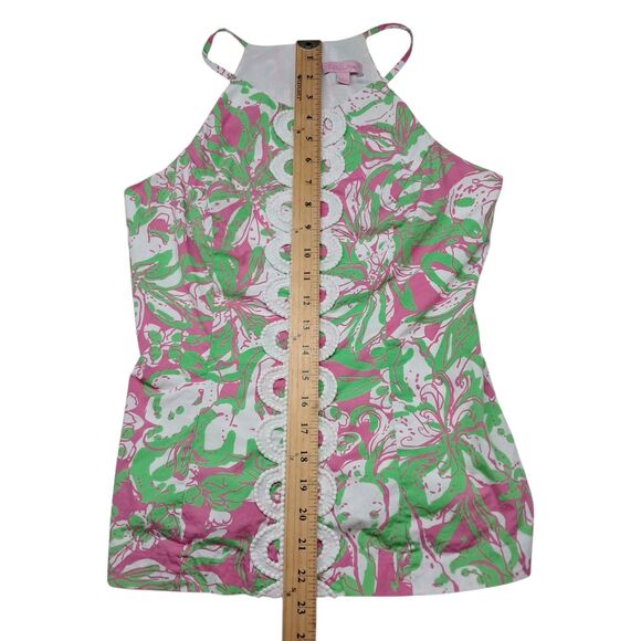 Lilly Pulitzer Tank Top Women's 4 Green Pink Annabelle Forgot My Trunks Vacation - Picture 9 of 10
